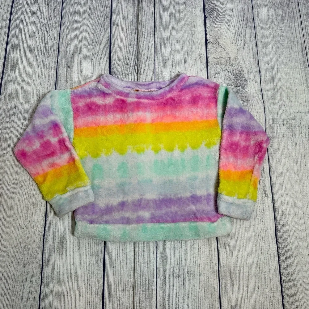 The Children's Place Rainbow Tie-Dye Plush Pajama Set Size 2T/3T